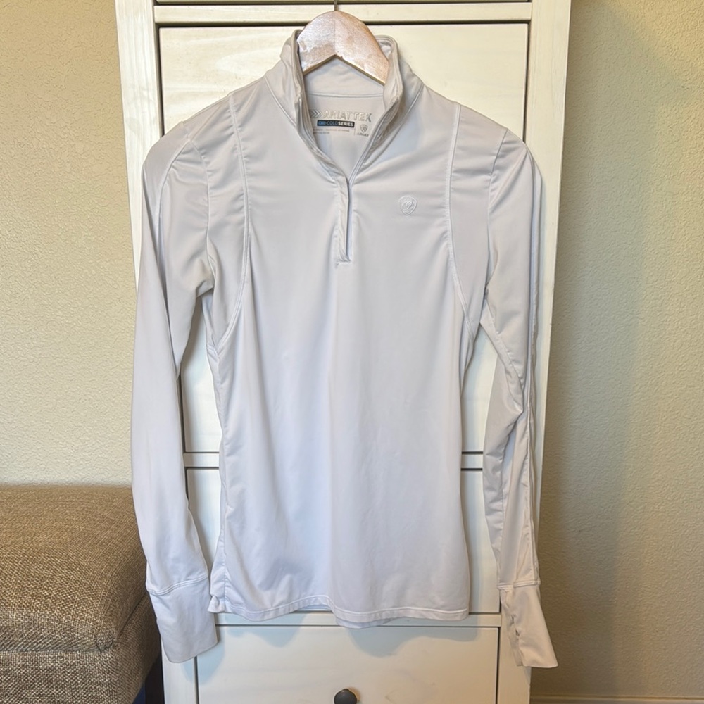 White Ariat Tek Long Sleeve Cold Series Winter Riding Top Size S